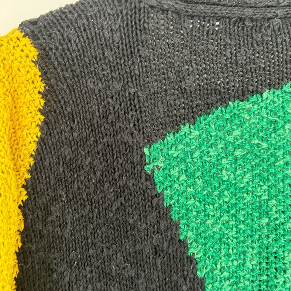 VintageLiz Black Knit Cardigan with Red, Green, Purple & Yellow Panels - Picture 8 of 8